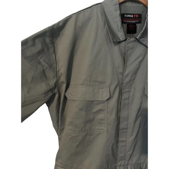 Forge FR Mens Fire Resistant Coveralls Gray Elastic Waist Full Zip Snap 3XL NEW - Picture 3 of 16